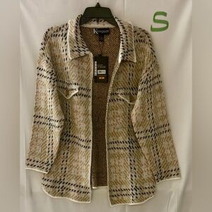 Women's Cream Plaid Teddy Jacket